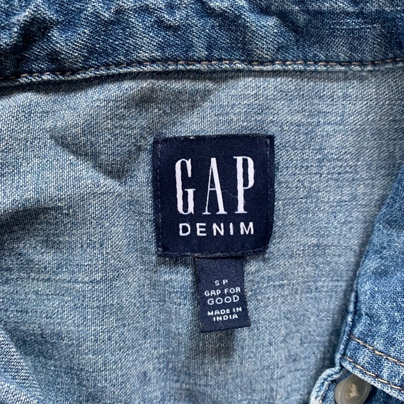 Gap medium wash denim long sleeve button up collard tshirt dress - Picture 6 of 8